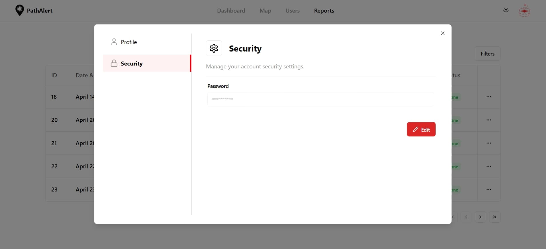 Profile Settings Page